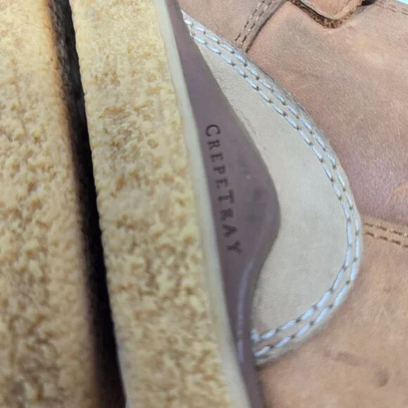 Ecco boys 12.5 kids Crepetray tan brown leather hook and loop booties lined - Picture 7 of 13